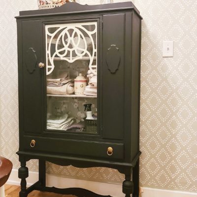 Upstairs Landing Reveal + Vintage Cabinet Makeover