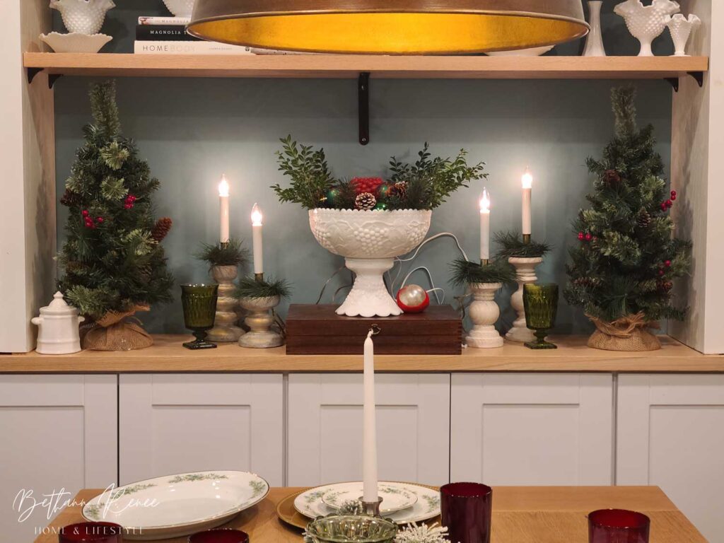 elegant vintage red and green Christmas dining room