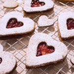 raspberry hazelnut linzer cookies