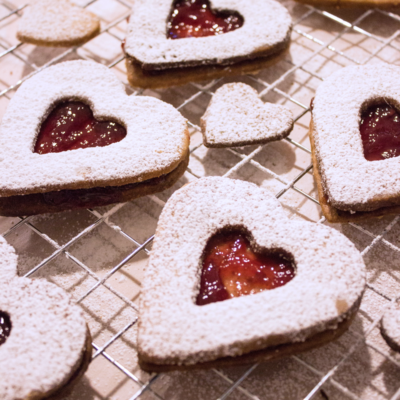 Raspberry Hazelnut Linzer Hearts:  Valentine’s Day Cookies